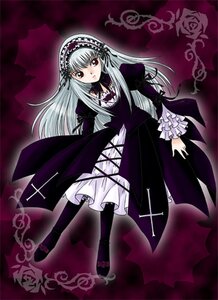 Rating: Safe Score: 0 Tags: 1girl black_wings dress flower frills full_body hairband image long_hair long_sleeves looking_at_viewer red_eyes rose silver_hair solo standing suigintou wings User: admin