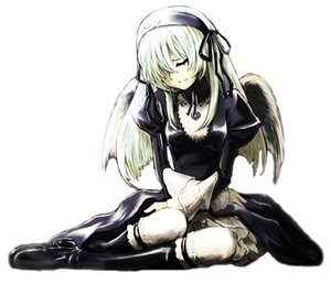 Rating: Safe Score: 0 Tags: 1girl black_dress black_wings boots dress full_body hairband image juliet_sleeves long_hair long_sleeves puffy_sleeves simple_background sitting solo suigintou white_background wings User: admin