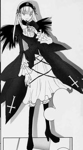 Rating: Safe Score: 0 Tags: 1girl boots dress flower frilled_sleeves frills full_body greyscale hairband high_heel_boots image juliet_sleeves lolita_hairband long_hair long_sleeves looking_at_viewer monochrome puffy_sleeves ribbon solo standing suigintou wide_sleeves wings User: admin