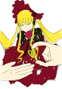 Rating: Safe Score: 0 Tags: 1girl blonde_hair bonnet bow closed_eyes dress flower hands image long_hair long_sleeves pov red_flower red_rose rose shinku size_difference solo solo_focus twintails User: admin