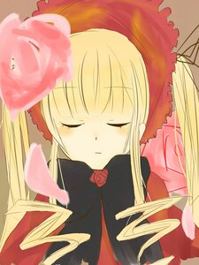 Rating: Safe Score: 0 Tags: 1girl blonde_hair blush bonnet closed_eyes dress flower image long_hair rose shinku solo twintails User: admin