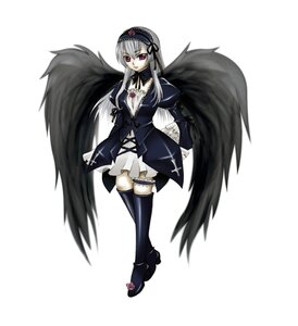 Rating: Safe Score: 0 Tags: 1girl black_wings detached_collar dress frills full_body hairband image long_hair long_sleeves looking_at_viewer pink_eyes puffy_sleeves rose silver_hair simple_background solo standing suigintou thighhighs very_long_hair white_background wings User: admin