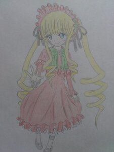 Rating: Safe Score: 0 Tags: 1girl bangs blonde_hair blue_eyes closed_mouth dress drill_hair frills full_body image long_hair long_sleeves looking_at_viewer photo red_dress shinku shoes simple_background smile solo standing traditional_media twin_drills watercolor_(medium) User: admin