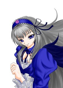 Rating: Safe Score: 0 Tags: 1girl black_wings blue_eyes dress flower frilled_sleeves frills hairband image long_hair long_sleeves looking_at_viewer puffy_sleeves ribbon rose silver_hair simple_background smile solo suigintou white_background wings User: admin