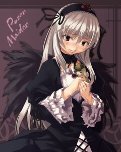 Rating: Safe Score: 0 Tags: 1girl black_dress black_wings blush closed_mouth cowboy_shot cross-laced_clothes detached_collar dress frilled_sleeves frills gothic_lolita hairband hands_on_own_chest head_tilt hino_akira image lolita_fashion lolita_hairband long_hair long_sleeves looking_at_viewer red_eyes rozen_maiden silver_hair smile solo suigintou wings User: admin