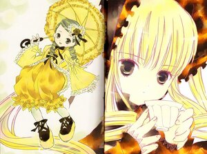 Rating: Safe Score: 0 Tags: 1girl black_footwear blonde_hair cup dress frills full_body holding holding_umbrella image kanaria long_hair long_sleeves looking_at_viewer pair parasol shinku teacup umbrella yellow_dress User: admin