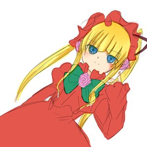 Rating: Safe Score: 0 Tags: 1girl bangs blonde_hair blue_eyes bonnet bow bowtie dress flower green_bow image long_hair long_sleeves looking_at_viewer pink_flower pink_rose red_dress rose shinku simple_background solo twintails white_background User: admin