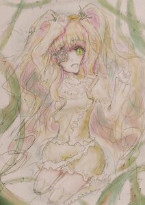 Rating: Safe Score: 0 Tags: 1girl blonde_hair frills green_eyes image kirakishou long_hair open_mouth pink_hair sketch smile solo traditional_media veil very_long_hair User: admin