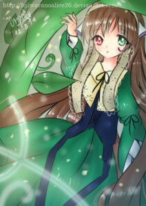 Rating: Safe Score: 0 Tags: 1girl auto_tagged brown_hair dress green_dress green_eyes heterochromia image long_hair long_sleeves looking_at_viewer red_eyes ribbon solo suiseiseki very_long_hair User: admin
