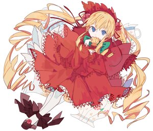 Rating: Safe Score: 0 Tags: 1girl blonde_hair blue_eyes bonnet bow capelet dress drill_hair flower full_body green_bow image long_hair long_sleeves looking_at_viewer red_capelet red_dress ribbon ringlets rose shinku shoes simple_background solo twin_drills twintails very_long_hair white_background white_legwear User: admin