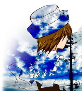 Rating: Safe Score: 0 Tags: 1girl blue_dress blue_headwear brown_hair capelet dress frills hat image long_sleeves power_lines profile short_hair sky solo souseiseki User: admin