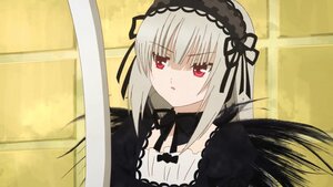 Rating: Safe Score: 0 Tags: 1girl bangs black_ribbon black_wings detached_collar dress eyebrows_visible_through_hair hairband image long_hair long_sleeves looking_at_viewer red_eyes ribbon silver_hair solo suigintou wings User: admin