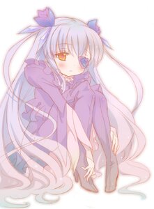 Rating: Safe Score: 0 Tags: 1girl barasuishou blush dress frills full_body image long_hair long_sleeves looking_at_viewer ribbon sitting solo very_long_hair white_background yellow_eyes User: admin