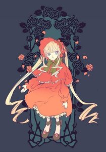 Rating: Safe Score: 0 Tags: 1girl blonde_hair blue_eyes bonnet bow bowtie capelet dress drill_hair flower full_body image long_hair long_sleeves looking_at_viewer pink_rose red_dress rose shinku solo standing twintails very_long_hair User: admin