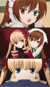 Rating: Safe Score: 0 Tags: 4girls blonde_hair blue_eyes blush bow brown_hair dress drill_hair green_eyes hat heterochromia image long_hair long_sleeves looking_at_viewer multiple_girls open_mouth pair red_eyes shinku suiseiseki twintails User: admin