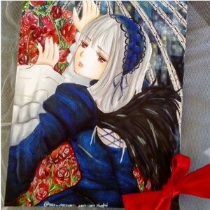 Rating: Safe Score: 0 Tags: 1girl dress flower hairband image long_sleeves looking_at_viewer lying on_stomach photo red_eyes red_flower red_rose rose silver_hair solo suigintou wings User: admin