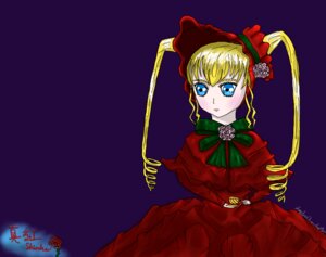 Rating: Safe Score: 0 Tags: 1girl blonde_hair blue_eyes bonnet bow bowtie capelet dress flower green_bow green_neckwear image long_hair long_sleeves looking_at_viewer pink_rose purple_background red_capelet red_dress red_flower red_rose rose shinku signature simple_background solo twintails User: admin