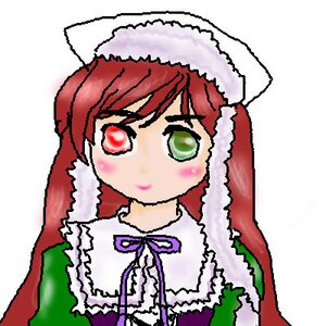 Rating: Safe Score: 0 Tags: 1girl blush closed_mouth green_eyes hat image long_sleeves looking_at_viewer red_eyes simple_background solo suiseiseki upper_body white_background User: admin