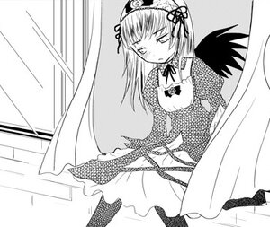 Rating: Safe Score: 0 Tags: 1girl blush detached_collar dress flower frills greyscale hairband image lolita_hairband long_hair long_sleeves looking_at_viewer monochrome polka_dot ribbon solo suigintou wings User: admin