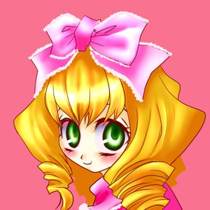 Rating: Safe Score: 0 Tags: 1girl blonde_hair blush bow drill_hair green_eyes hina_ichigo hinaichigo image looking_at_viewer pink_background pink_bow portrait ringlets simple_background smile solo twin_drills User: admin