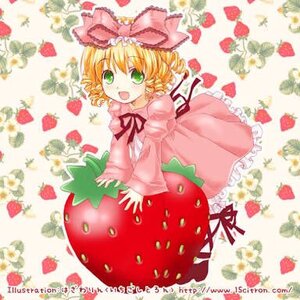 Rating: Safe Score: 0 Tags: 1girl :d blonde_hair bow dress drill_hair food fruit green_eyes hina_ichigo hinaichigo image long_sleeves looking_at_viewer object_namesake open_mouth pink_bow pink_dress ribbon short_hair smile solo strawberry strawberry_print User: admin