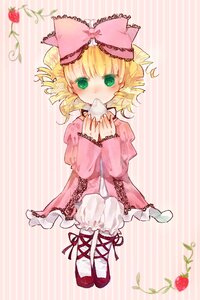 Rating: Safe Score: 0 Tags: 1girl apple blonde_hair bow dress eating food frills fruit green_eyes hair_bow hina_ichigo hinaichigo holding_food holding_fruit image long_sleeves object_namesake pink_bow pink_dress ribbon short_hair solo strawberry striped striped_background vertical_stripes User: admin