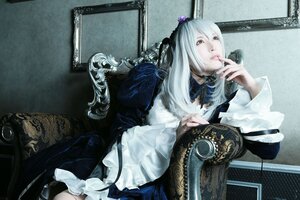 Rating: Safe Score: 0 Tags: 1girl dress flower frills gothic_lolita indoors lips lolita_fashion long_hair long_sleeves realistic sitting solo suigintou User: admin
