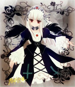 Rating: Safe Score: 0 Tags: 1girl black_wings dress expressionless flower frills hairband image long_hair long_sleeves looking_at_viewer puffy_sleeves red_eyes ribbon rose solo suigintou white_hair wings User: admin