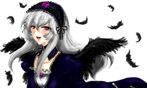 Rating: Safe Score: 0 Tags: 1girl bird black_feathers black_wings blush dove dress feathered_wings feathers flower hairband image long_hair long_sleeves looking_at_viewer open_mouth pink_eyes rose silver_hair smile solo suigintou white_background white_feathers wings User: admin