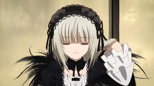 Rating: Safe Score: 0 Tags: 1girl bangs black_dress closed_eyes closed_mouth detached_collar dress gothic_lolita hairband image lolita_fashion long_hair long_sleeves silver_hair smile solo suigintou User: admin