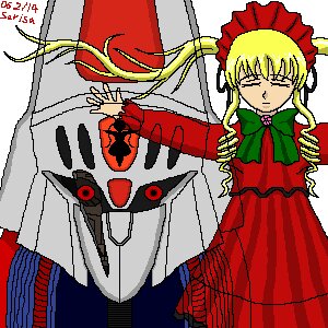 Rating: Safe Score: 0 Tags: 1girl blonde_hair bonnet bow bowtie closed_eyes dress image long_hair long_sleeves red_dress shinku solo standing User: admin