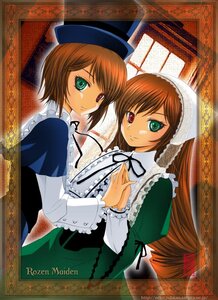 Rating: Safe Score: 0 Tags: 2girls black_ribbon blue_dress brown_hair copyright_name dress dutch_angle frills green_dress green_eyes hat head_scarf heterochromia holding_hands image indoors long_hair long_sleeves looking_at_viewer maira_gen multiple_girls open_mouth pair red_eyes ribbon rozen_maiden short_hair siblings sisters smile souseiseki suiseiseki top_hat twins upper_body User: admin