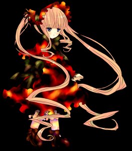 Rating: Safe Score: 0 Tags: 1girl blonde_hair blue_eyes bonnet boots bow dress flower full_body image long_hair long_sleeves looking_at_viewer red_dress rose shinku solo standing transparent_background twintails very_long_hair User: admin