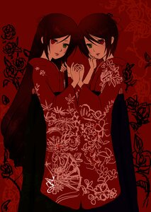 Rating: Safe Score: 0 Tags: 2girls flower green_eyes heterochromia holding_hands image interlocked_fingers japanese_clothes kimono long_hair looking_at_viewer multiple_girls pair red_background red_eyes rose short_hair siblings sisters souseiseki suiseiseki symmetry twins User: admin