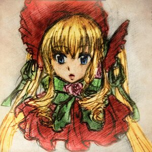 Rating: Safe Score: 0 Tags: 1girl bangs blonde_hair blue_eyes bonnet bow bowtie dress flower green_bow green_neckwear image long_hair long_sleeves looking_at_viewer rose shinku solo upper_body User: admin