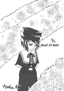 Rating: Safe Score: 0 Tags: 1girl dress flower greyscale hat image monochrome multiple_girls rose short_hair smile solo souseiseki thorns white_flower white_rose User: admin