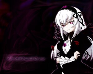 Rating: Safe Score: 0 Tags: 1girl dress flower frilled_sleeves frills hairband image lolita_hairband long_hair long_sleeves looking_at_viewer pink_eyes rose silver_hair solo suigintou wings User: admin