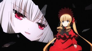 Rating: Safe Score: 0 Tags: 1girl blonde_hair blue_eyes bonnet bow dress image long_hair long_sleeves looking_at_viewer pair red_dress red_eyes shinku silver_hair smile suigintou twintails User: admin