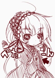 Rating: Safe Score: 0 Tags: 1girl blush closed_mouth dress eyebrows_visible_through_hair image lolita_fashion long_hair long_sleeves looking_at_viewer monochrome ribbon solo striped suigintou User: admin