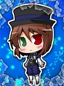 Rating: Safe Score: 0 Tags: 1girl blue_background brown_hair chibi full_body green_eyes hat heterochromia image long_sleeves pantyhose red_eyes solo souseiseki standing top_hat User: admin