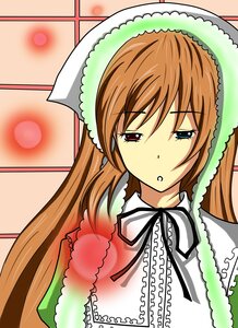 Rating: Safe Score: 0 Tags: 1girl black_ribbon brown_hair frills image long_hair long_sleeves neck_ribbon red_eyes ribbon solo suiseiseki upper_body User: admin