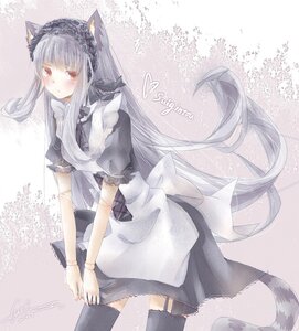 Rating: Safe Score: 0 Tags: 1girl animal_ears apron artist_name auto_tagged black_legwear blush cat_ears dress frills image long_hair looking_at_viewer red_eyes signature solo suigintou tail thighhighs User: admin