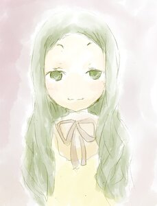 Rating: Safe Score: 0 Tags: 1girl bangs blush closed_mouth green_eyes green_hair image kanaria long_hair looking_at_viewer neck_ribbon ribbon smile solo upper_body User: admin