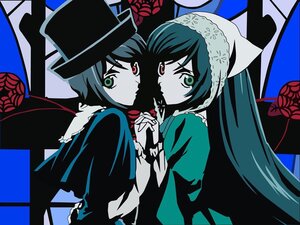 Rating: Safe Score: 0 Tags: 2girls flat_color flower green_eyes hat heterochromia holding_hands image interlocked_fingers long_hair long_sleeves looking_at_viewer multiple_girls pair photoshop_(medium) red_eyes rozen_maiden short_hair siblings sisters souseiseki suiseiseki symmetrical_hand_pose top_hat twins vector_trace User: admin