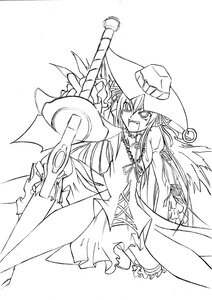 Rating: Safe Score: 0 Tags: 1girl :d dress greyscale hat image lineart long_hair monochrome open_mouth smile solo suigintou weapon wings witch User: admin