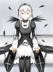 Rating: Safe Score: 0 Tags: 1girl bangs bird black_feathers black_wings closed_mouth crow dove dress feathered_wings feathers frills hairband image juliet_sleeves long_sleeves looking_at_viewer pantyhose puffy_sleeves red_eyes ribbon sitting solo suigintou white_feathers wings User: admin