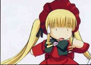 Rating: Safe Score: 0 Tags: 1girl blonde_hair bonnet bowtie dress hat image long_hair long_sleeves open_mouth red_dress shinku simple_background solo twintails upper_body User: admin