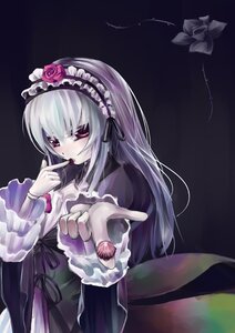Rating: Safe Score: 0 Tags: 1girl asa_(swallowtail) black_dress black_wings dress finger_to_mouth flower frills gothic_lolita hairband image index_finger_raised lolita_fashion lolita_hairband long_hair long_sleeves looking_at_viewer pale_skin photoshop_(medium) pointing pointing_at_viewer red_eyes rose rozen_maiden silver_hair solo suigintou tongue tongue_out upper_body wings User: admin
