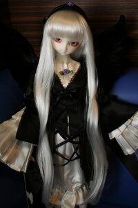 Rating: Safe Score: 0 Tags: 1girl doll dress frills lolita_fashion long_hair purple_eyes rose sitting solo suigintou very_long_hair wings User: admin