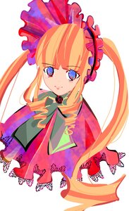 Rating: Safe Score: 0 Tags: 1girl bangs blonde_hair blue_eyes bonnet bow bowtie capelet dress drill_hair flower image long_hair looking_at_viewer red_dress rose shinku simple_background smile solo striped twintails upper_body white_background User: admin